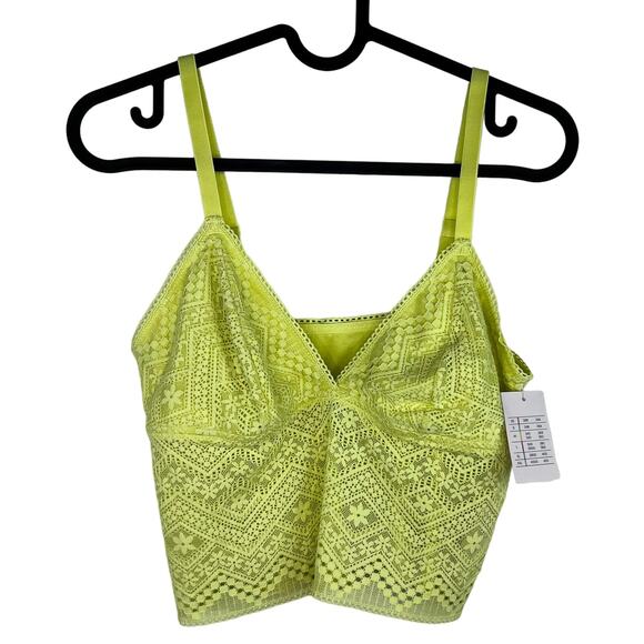 NWT Auden Unlined Long Line Bralette in Lemon Yellow Lace Size Medium Women's - Picture 2 of 7